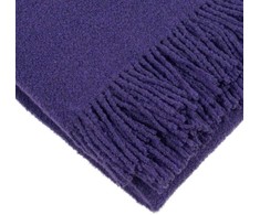 Merino vilnos pledas, 140x200 cm, su kutais, violetinės spalvos, sofai ir foteliui, dekoratyvinis užtiesalas, šiltas pledas poilsiui