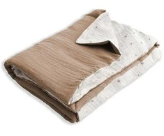 Multitex Kocyk 75x100 Muslin Designe kreminė ciemny smėlio spalva BabyMatex