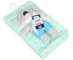 Baby Matex Kūdikio pledas 75x100 David 01 Meškiukas koala šviesiai žalias pliušinis žaislas talismanas BabyMatex