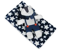 Baby Matex Kūdikio pledas 75x100 David 04 Liūtas tamsiai mėlyna žvaigždės talismanas pliušinis žaislas minkštas žaislas BabyMatex