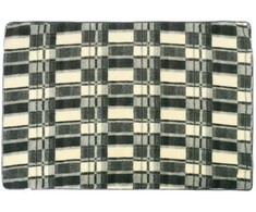 Merino vilnos antklodė, 200x200 cm, pilkos ir kreminės spalvos langeliai, dvisluoksnė, kvėpuojanti ir hipoalerginė, dviems asmenims, šiltas vilnonis pledas