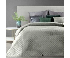Eurofirany Sidabrinis geometrinis aksominis užtiesalas, dvipusis dekoratyvinis lovos užtiesalas, 220x240 cm, karšto spaudimo dygsniavimas, modernus miegamojo dekoras, prabangi lovatiesė Lovatiesė