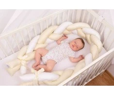 Patalynės komplektas Baby Matex Lovytės apsauga, pintas medvilnės satinas ilgis 200 cm, kūdikio kokonas pagalvė, minkšta lovytės apsaugėlė, vaiko kambario dekoras