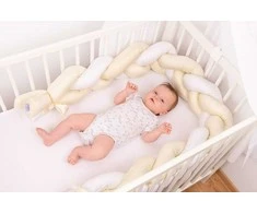 Patalynės komplektas Baby Matex Lovytės apsauga, pintas medvilnės satinas ilgis 200 cm, kūdikio kokonas pagalvė, minkšta lovytės apsaugėlė, vaiko kambario dekoras