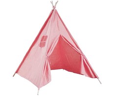 Vaikų žaidimų palapinė, medvilninis tipi su sulankstomais mediniais poliais, didelis langas ir kišenė daiktams, 120x120x160 cm, rožinis žaidimų namelis, vaikiška palapinė