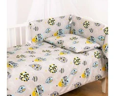 Multitex Kūdikių medvilninės patalynės komplektas 100x135 cm su apsaugėle, balionų motyvas, Oeko-Tex sertifikatas, minkšta ir švelni patalynė kūdikiams