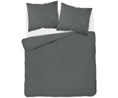 Damasko medvilnės patalynės komplektas, 160x200 cm, pilka dryžuota patalynė, švelni patalynė, elegantiškas miegamojo dekoras, patogus patalynės komplektas, 3 dalių