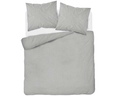 Detexpol Šviesiai pilkas damasto patalynės komplektas 220x200 cm, 1 cm juostelės, 100% medvilnė, 3 dalys, paslėptas užtrauktukas, prabangi miegamojo tekstilė