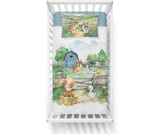 Komplet pościeli do łóżeczka 100x135 cm farma zwierzęta medvilnė Detexpol