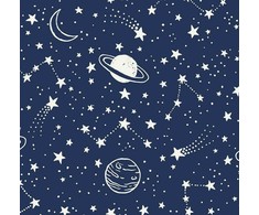 Extrapościel Patalynė bawełniana 100x135 7K gwiazdozbiór tamsiai mėlyna planety Kids 24 su poszewką 40x60