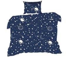 Extrapościel Patalynė bawełniana 100x135 7K gwiazdozbiór tamsiai mėlyna planety Kids 24 su poszewką 40x60