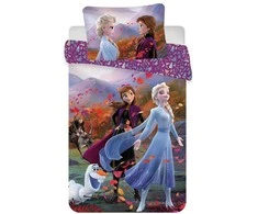 Patalynė bawełniana 100x135 Frozen 2 Kraina Lodu 8148 Anna Elsa Olaf na wietrze do łóżeczka dzięcięca poszewka 40x60