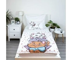Patalynė bawełniana 100x135 Kot Marie Cat Przyjaciele balta smėlio sp. poszewka 40x60 JF24