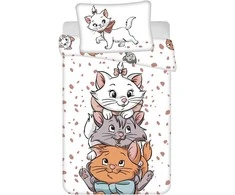 Patalynė bawełniana 100x135 Kot Marie Cat Przyjaciele balta smėlio sp. poszewka 40x60 JF24