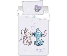 Patalynė bawełniana 100x135 Lilo i Stitch šviesiai violetinė poszewka 40x60 JF 24