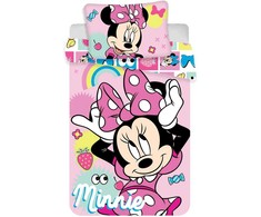 Patalynė bawełniana 100x135 Myszka Mini Minnie rožinė kolorowa 9695 do łóżeczka dzięcięca poszewka 40x60