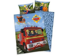 MCU Patalynė medvilnė 100x135 Fireman Sam mėlyna raudona vaikiška lova H23