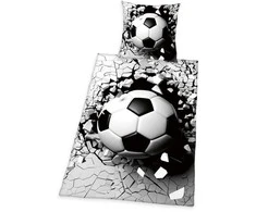 MCU Patalynė bawełniana 135x200 Piłkarska piłka pilka juoda poszewka 80x80 H23