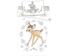Patalynė bawełniana 140x200 Bambi sarenka jelonek wieniec balta 2794 dziecięca poszewka 70x90