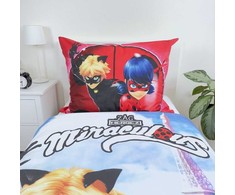 Patalynė bawełniana 140x200 Biedronka i Juodas Kot Ladybug Miraculous raudona w juoda kropki JF24