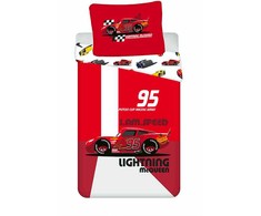 Patalynė bawełniana 140x200 Cars Auta 8353 I am speed Zygzak McQueen poszewka 70x90 raudona dziecięca
