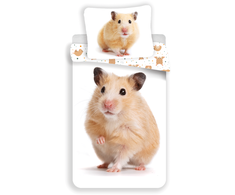 Patalynė bawełniana 140x200 Chomik su chomikiem chomiki Hamster balta smėlio sp. 4706 poszewka 70x90