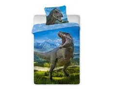 MCU Patalynė bawełniana 140x200 Dinozaur t rex 001 mėlyna poszewka 70x90