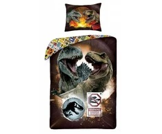 MCU Patalynė bawełniana 140x200 Dinozaury Jurassic World ruda poszewka 70x90 Kids 12 Halantex