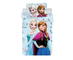 Patalynė bawełniana 140x200 Frozen Kraina Lodu 8384 Anna Elsa melsva kwiaty poszewka 70x90