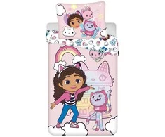 Patalynė bawełniana 140x200 Gabbi Koci domek rožinė poszewka 70x90 Gabby`s Dollhouse JF 02