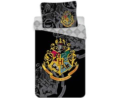 Patalynė bawełniana 140x200 Harry Potter 6257 juoda pilka poszewka 70x90