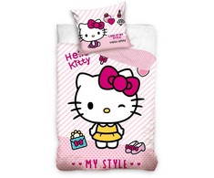 Patalynė bawełniana 140x200 HELLO KITTY rožinė poszewka 70x90 C24