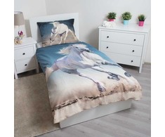 Patalynė bawełniana 140x200 Koń balta w galopie konik 4134 poszewka 70x90 horse