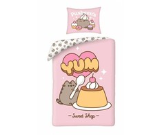 Patalynė bawełniana 140x200 Kot Pusheen rožinė poszewka 70x90 Kids 13 Halantex