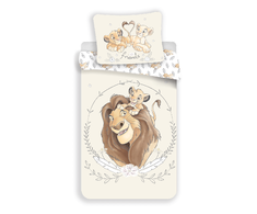 Patalynė bawełniana 140x200 Król Lew 6175 poszewka 70x90 Simba Nala przyjaciele Lion King best friends kwiatki