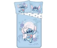 Patalynė bawełniana 140x200 Lilo i Stitch Wave mėlyna poszewka 70x90 JF24