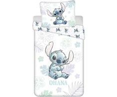 Patalynė bawełniana 140x200 Lilo I Stitch Ohana balta mėlyna poszewka 70x90 Jf24
