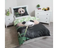 Patalynė bawełniana 140x200 Meškiukas Panda pandy liście 6435 poszewka 70x90 bear