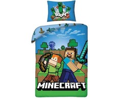 Halantex MINECRAFT vaikiška patalynė 140x200 STEVE ALEX CREEPER GAME Blocks BOW SWORD