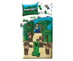 MCU Patalynė bawełniana 140x200 Minecraft gra mėlyna žalia poszewka 70x90 Kids 12 Halantex