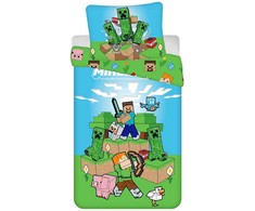 Patalynės komplektas Patalynė bawełniana 140x200 Minecraft Outdoor Mobs poszewka 70x90 Kids25