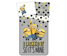 Patalynė bawełniana 140x200 Minionki pilka poszewka 70x90