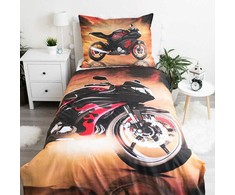 Patalynė bawełniana 140x200 Motor Motorbike Raudona juoda raudona poszewka 70x90