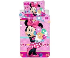 Patalynė bawełniana 140x200 Myszka Mini 0952 Minnie Mouse rožinė poszewka 70x90