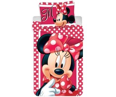 Patalynė bawełniana 140x200 Myszka Mini 3068 Minnie Mouse dots raudona grochy dvipusė poszewka 70x90