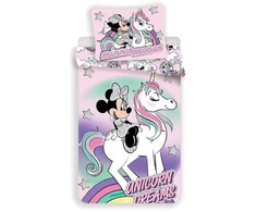 Patalynė bawełniana 140x200 Myszka Mini Vienaragis 2405 Minnie Mouse rožinė poszewka 70x90