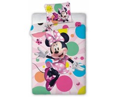 Patalynė bawełniana 140x200 Myszka Mini Minnie Mouse motylki kolorowe kółka 6769