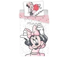 Patalynė bawełniana 140x200 Myszka Mini 6060 Minnie Mouse balta rožinė poszewka 70x90 JF24