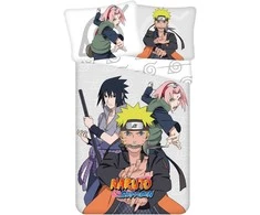 Patalynė bawełniana 140x200 Naruto pilka kolorowa poszewka 70x90 JF24