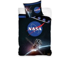 Patalynė bawełniana 140x200 Nasa juoda kosmos kosmonauta poszewka 70x90 C24